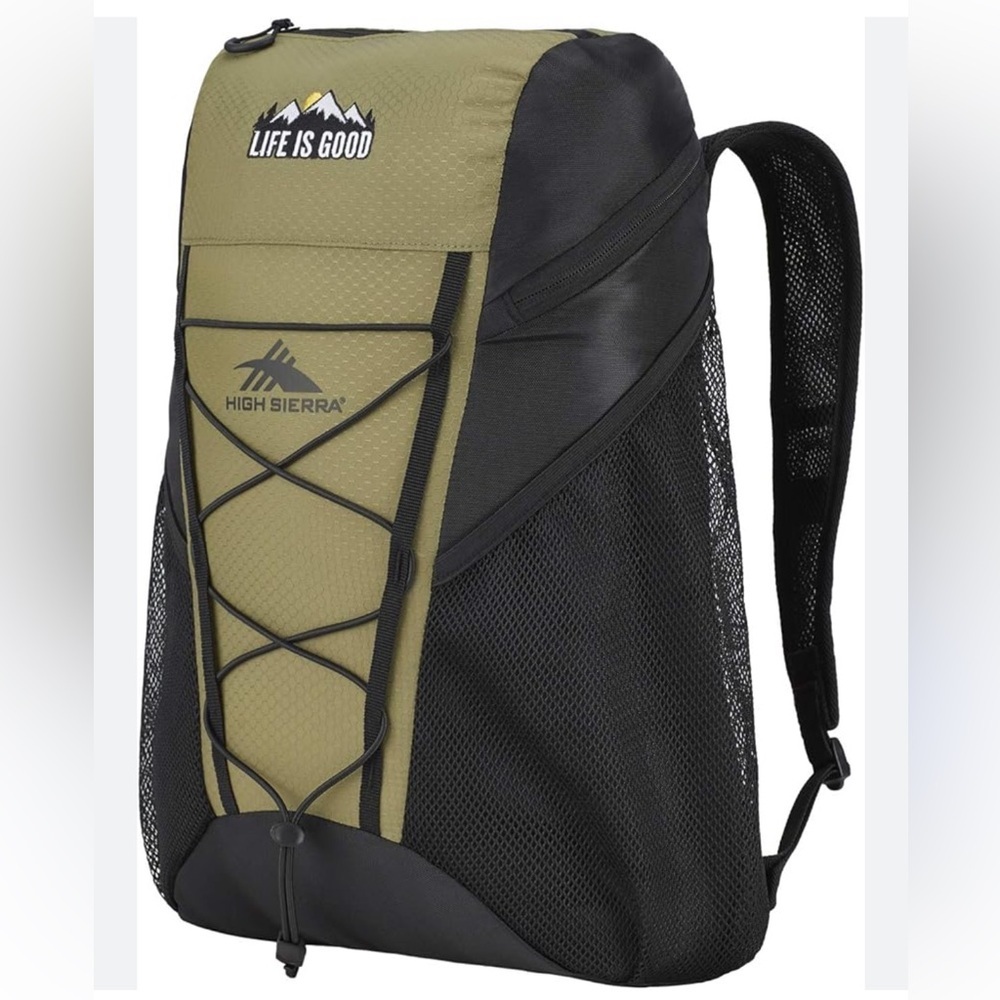 High Sierra Life is Good Pack-N-Go Travel Backpack, Fatigue Green / Black 18L